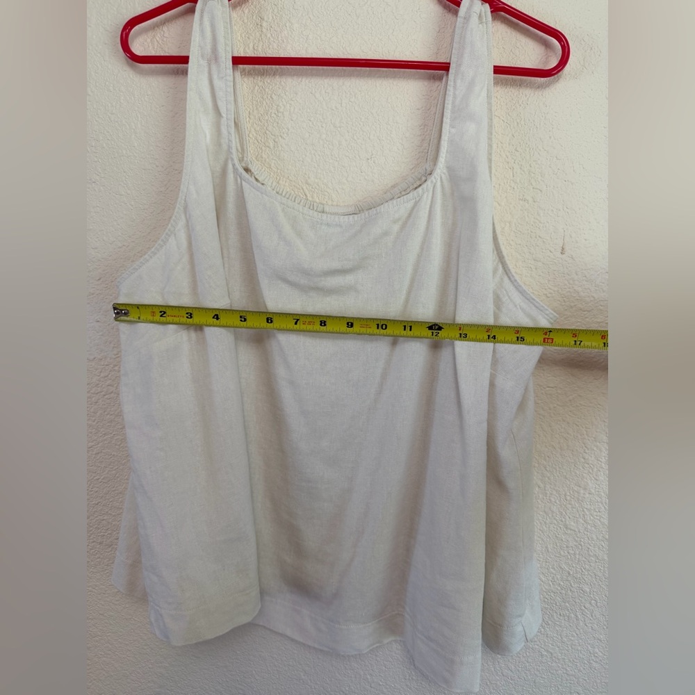 AVA & VIV Linen Blend Tank Top 1X Ivory Button Back - Picture 12 of 12